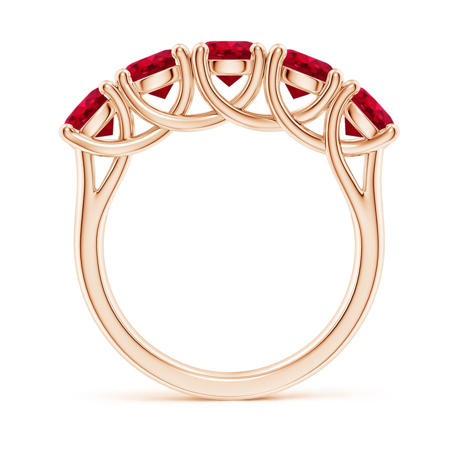 5mm AAA Half Eternity Five Stone Ruby Wedding Band in Rose Gold side 199