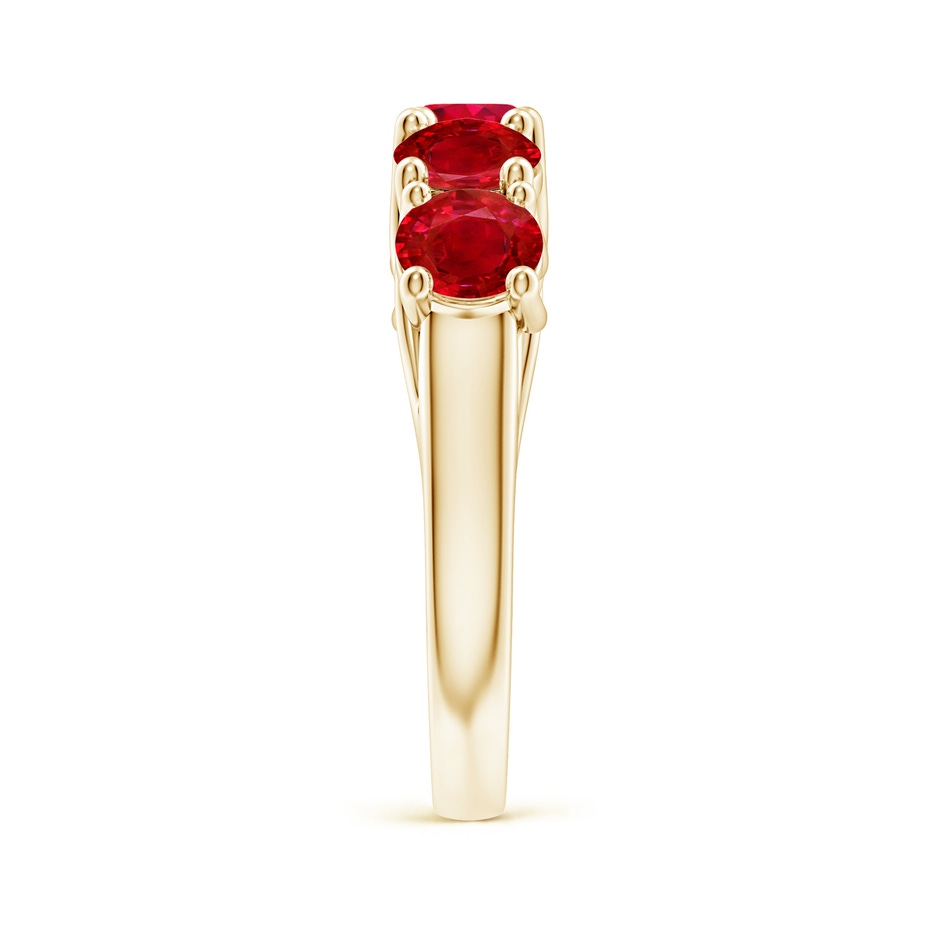 5mm AAA Half Eternity Five Stone Ruby Wedding Band in Yellow Gold side 299