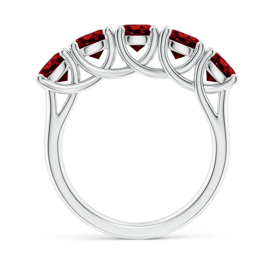 5mm AAAA Half Eternity Five Stone Ruby Wedding Band in P950 Platinum side 199