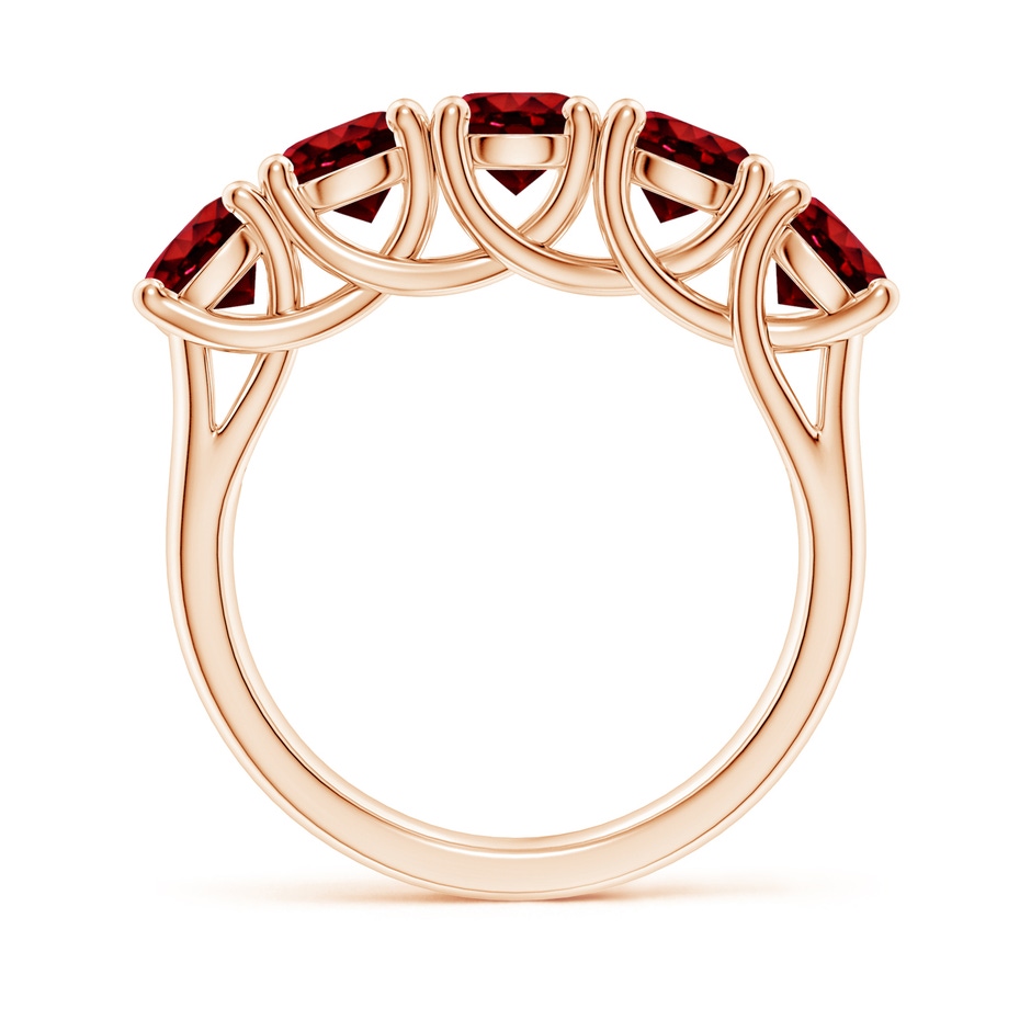 5mm AAAA Half Eternity Five Stone Ruby Wedding Band in Rose Gold side 199