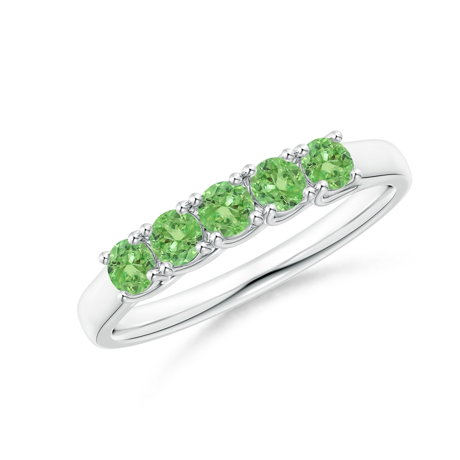 2.8mm A Half Eternity Five Stone Tsavorite Wedding Ring in White Gold 