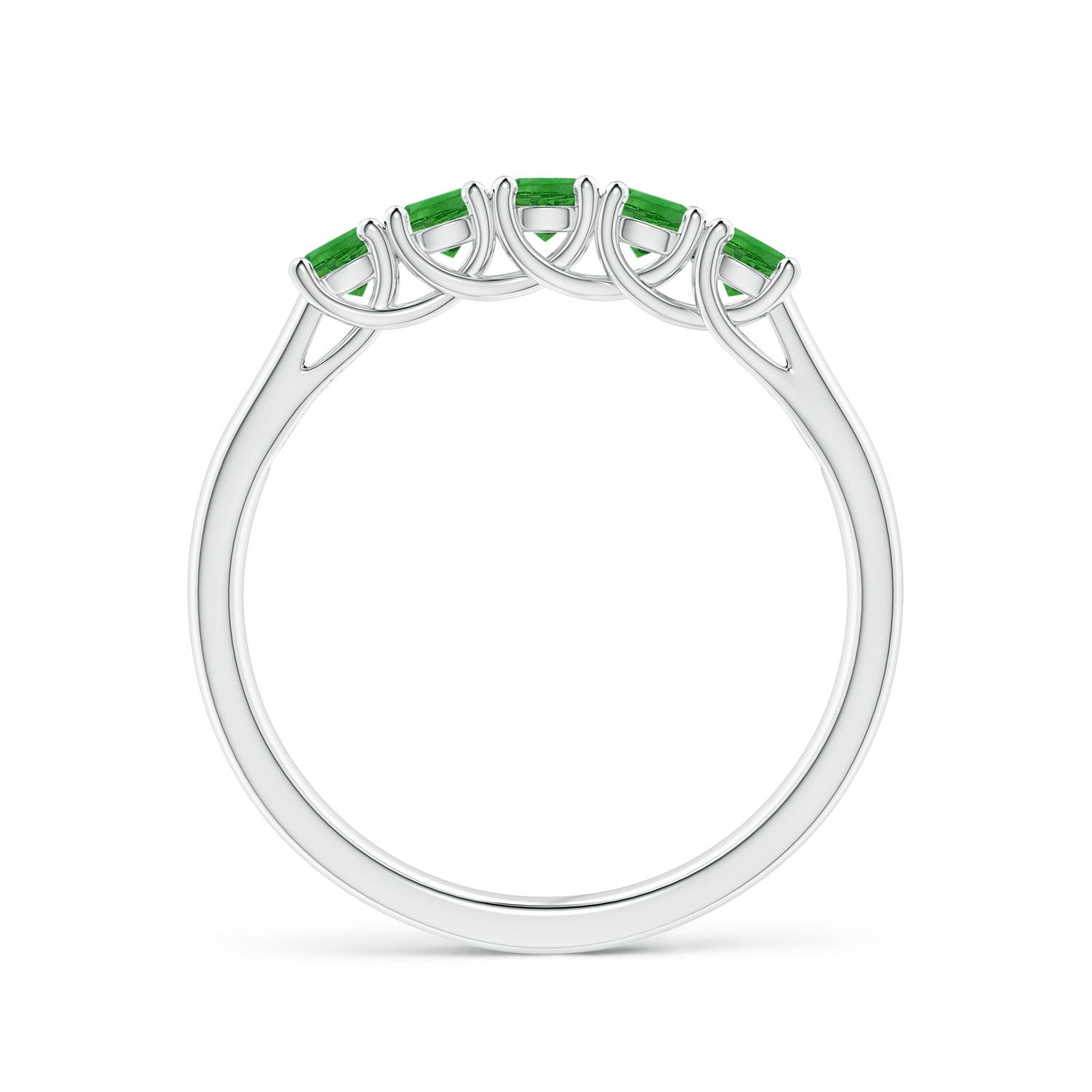 2.8mm AAAA Half Eternity Five Stone Tsavorite Wedding Ring in White Gold