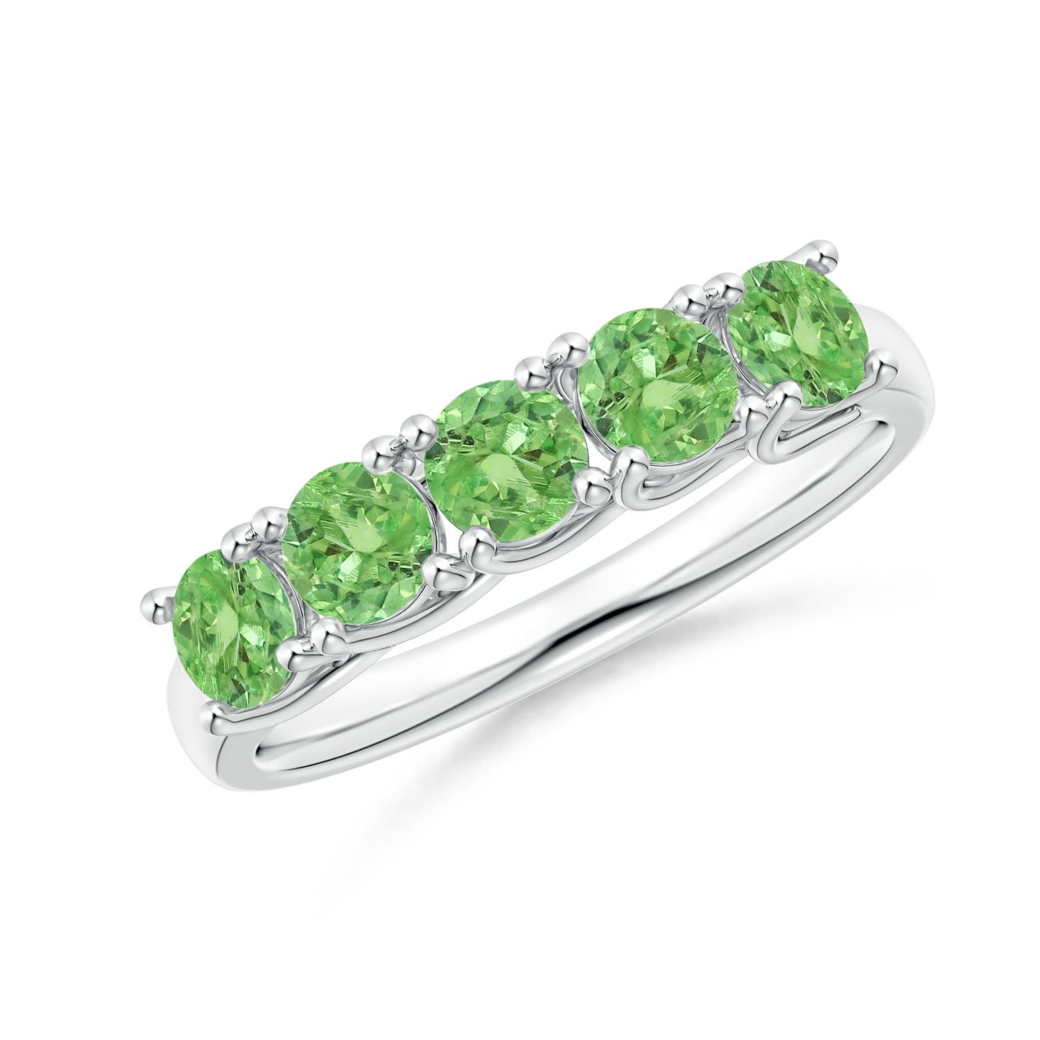 3.8mm A Half Eternity Five Stone Tsavorite Wedding Ring in P950 Platinum