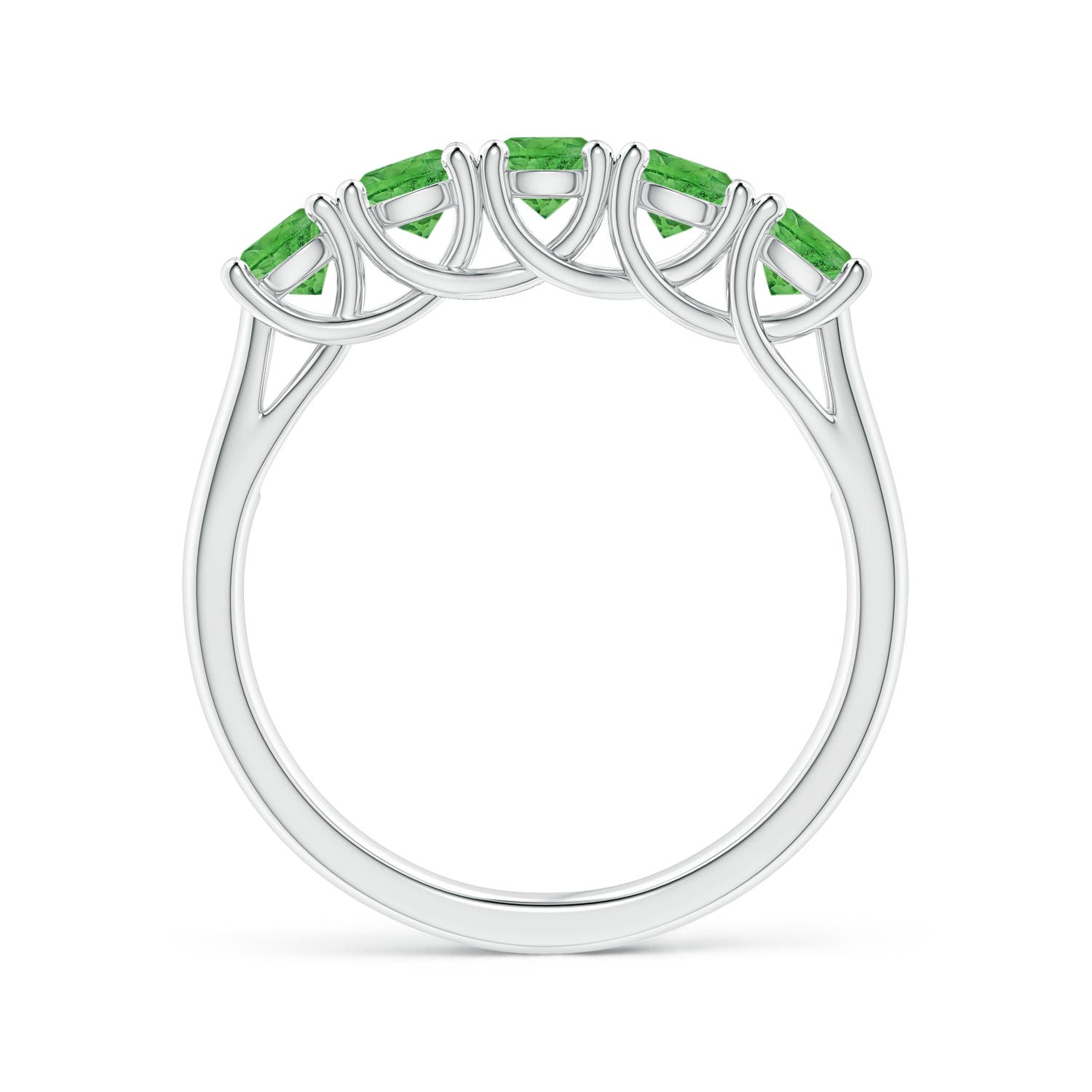 3.8mm AAA Half Eternity Five Stone Tsavorite Wedding Ring in White Gold - side 2