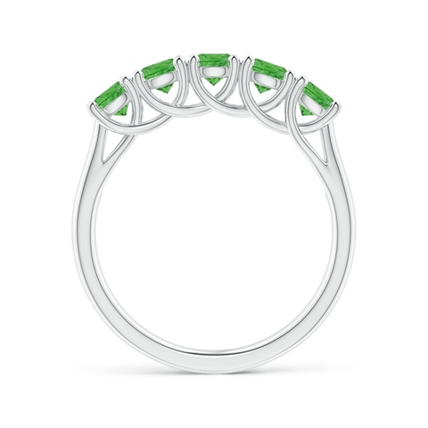 3.8mm AAA Half Eternity Five Stone Tsavorite Wedding Ring in White Gold - side 3