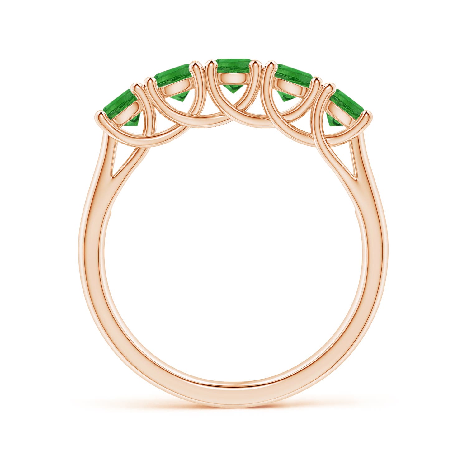 3.8mm AAAA Half Eternity Five Stone Tsavorite Wedding Ring in 18K Rose Gold