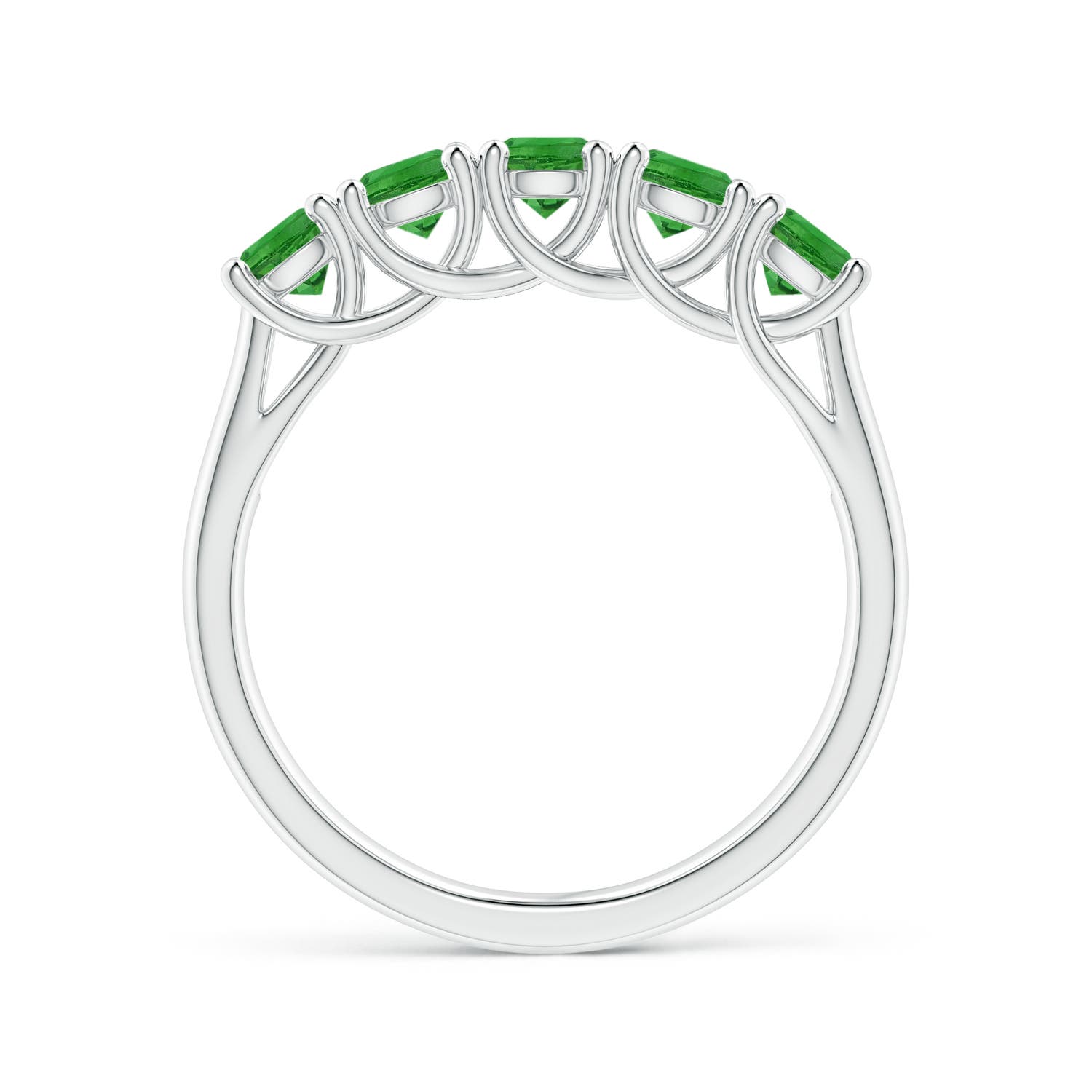 3.8mm AAAA Half Eternity Five Stone Tsavorite Wedding Ring in P950 Platinum