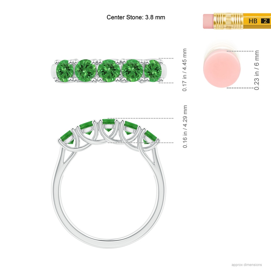 3.8mm AAAA Half Eternity Five Stone Tsavorite Wedding Ring in White Gold ruler