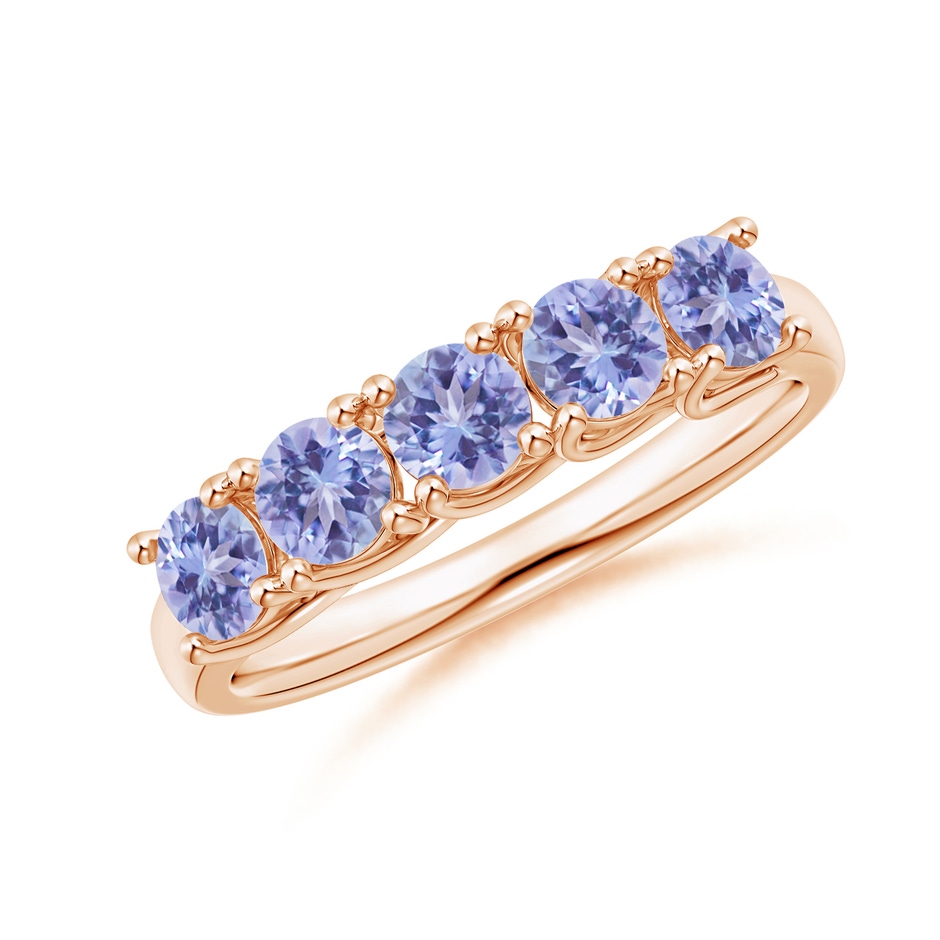 3.8mm AA Half Eternity Five Stone Tanzanite Wedding Band in 10K Rose Gold 
