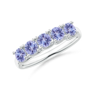 3.8mm AA Half Eternity Five Stone Tanzanite Wedding Band in White Gold