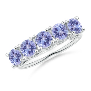 4.5mm AA Half Eternity Five Stone Tanzanite Wedding Band in P950 Platinum
