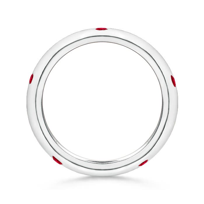 2mm AAA Gypsy Set Round Ruby Eternity Wedding Ring in 55 P950 Platinum - side 2