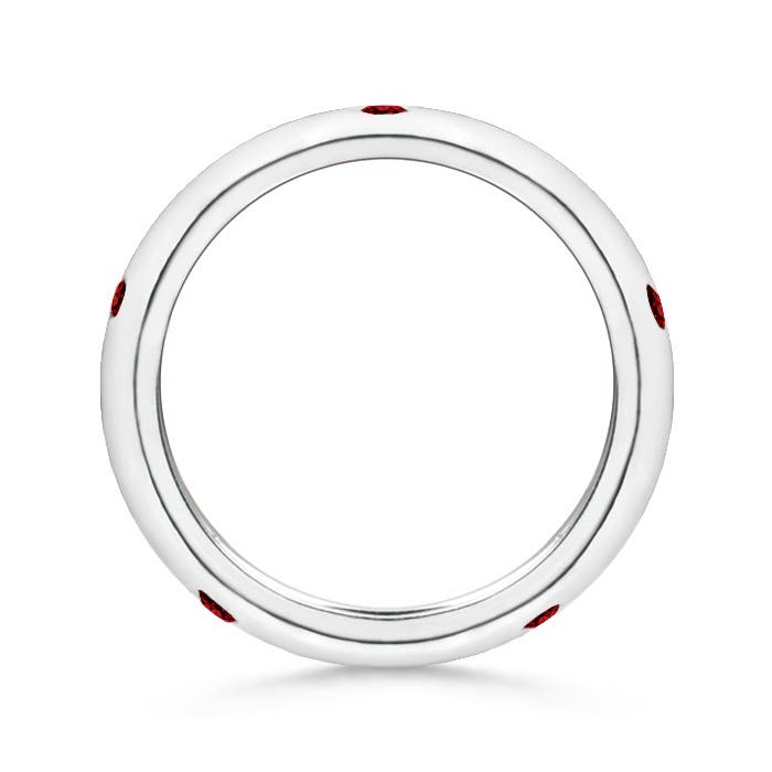 2mm AAAA Gypsy Set Round Ruby Eternity Wedding Ring in 60 18K White Gold - side 2