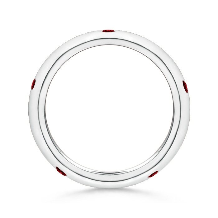 2mm AAAA Gypsy Set Round Ruby Eternity Wedding Ring in 60 18K White Gold - side 199