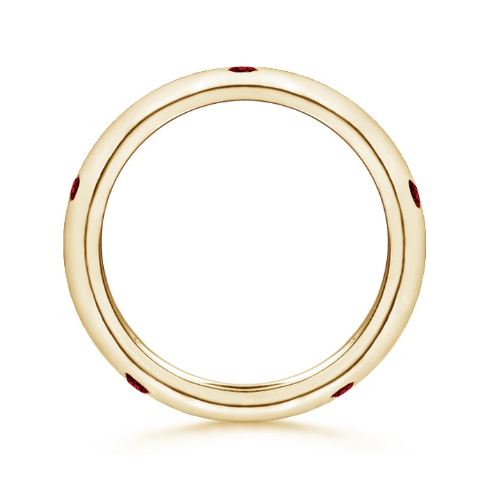 2mm AAAA Gypsy Set Round Ruby Eternity Wedding Ring in 65 Yellow Gold - side 199
