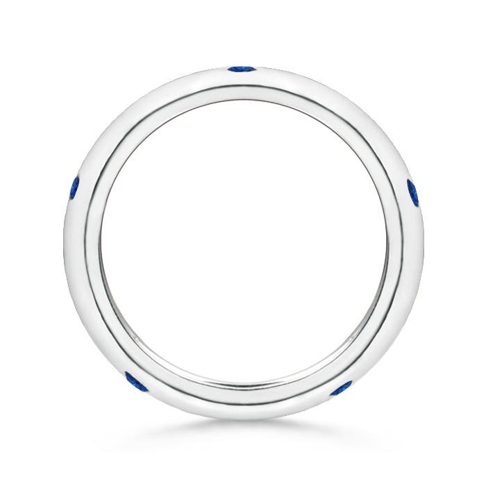 2mm AAA Gypsy Set Round Blue Sapphire Eternity Wedding Ring in 55 White Gold - side 2