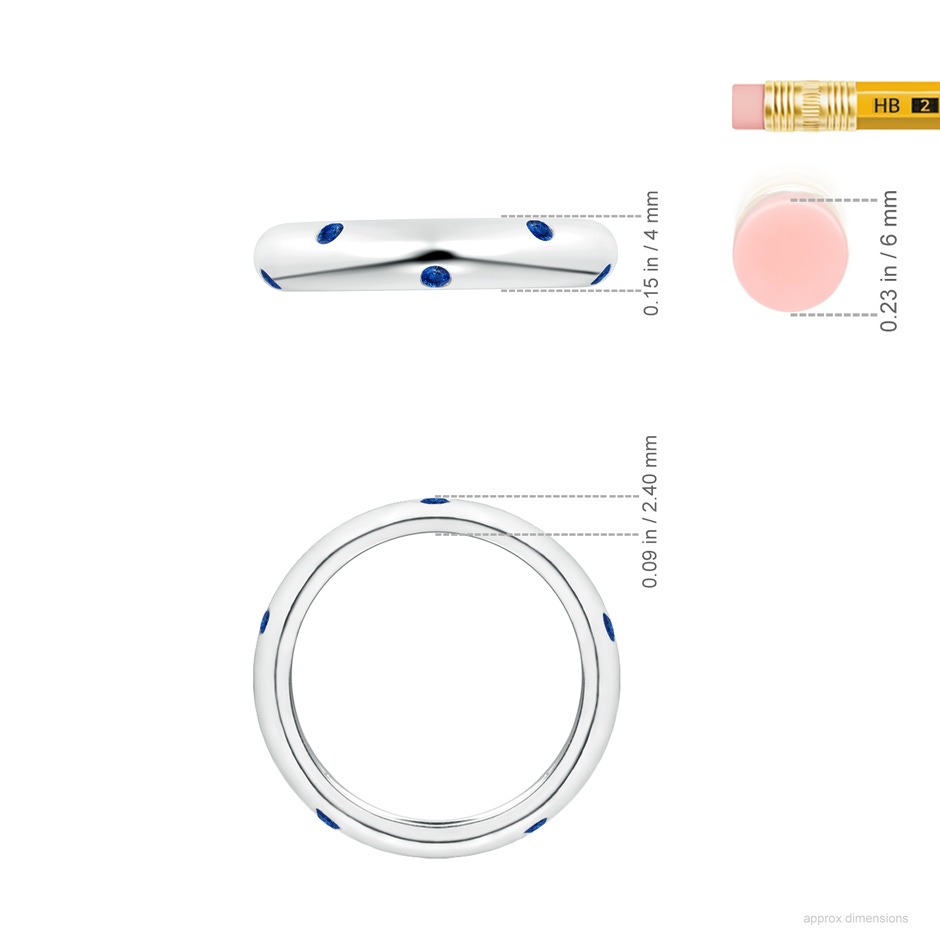 2mm AAA Gypsy Set Round Blue Sapphire Eternity Wedding Ring in 55 White Gold ruler