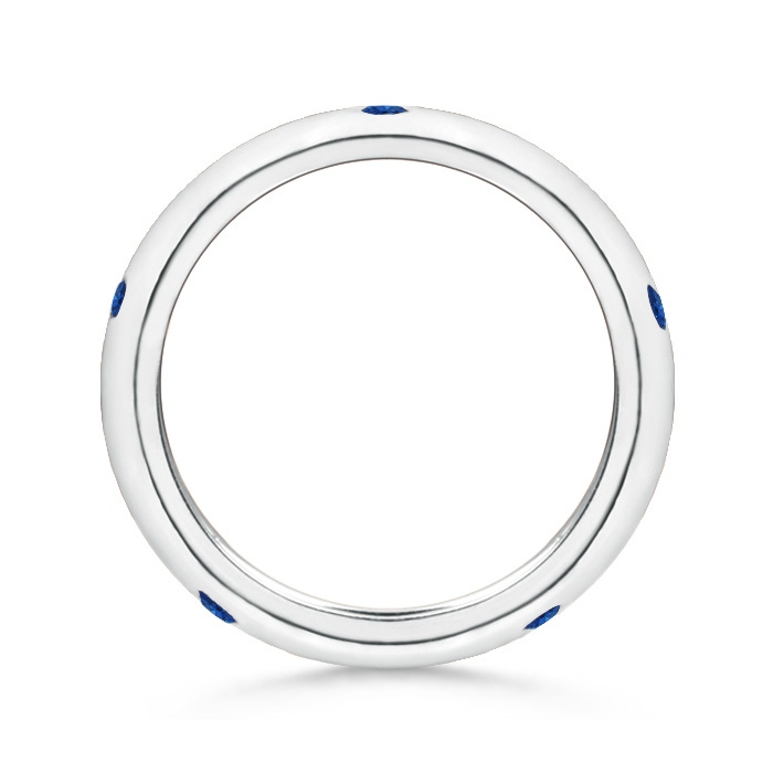 2mm AAA Gypsy Set Round Blue Sapphire Eternity Wedding Ring in 60 White Gold - side 199