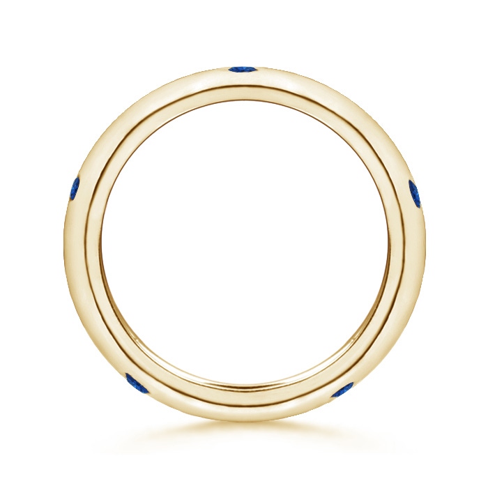 2mm AAA Gypsy Set Round Blue Sapphire Eternity Wedding Ring in 65 Yellow Gold - side 199