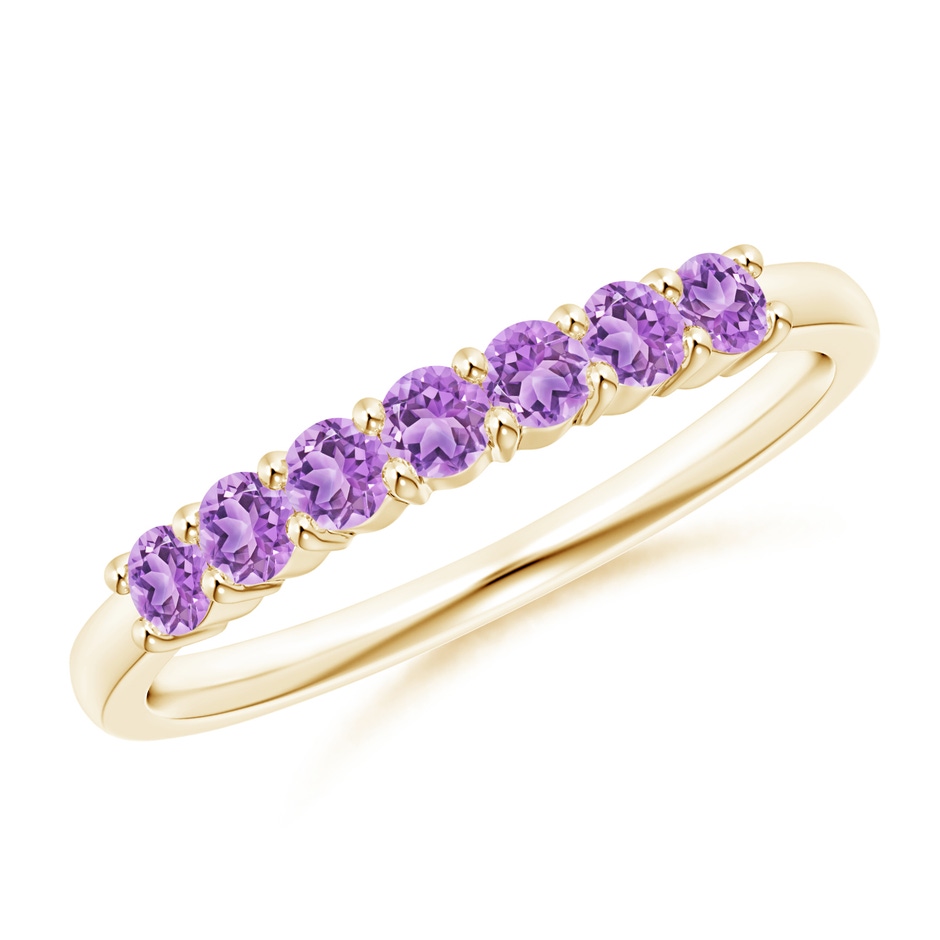 2.5mm AAA Half Eternity Seven Stone Amethyst Wedding Ring in Yellow Gold 