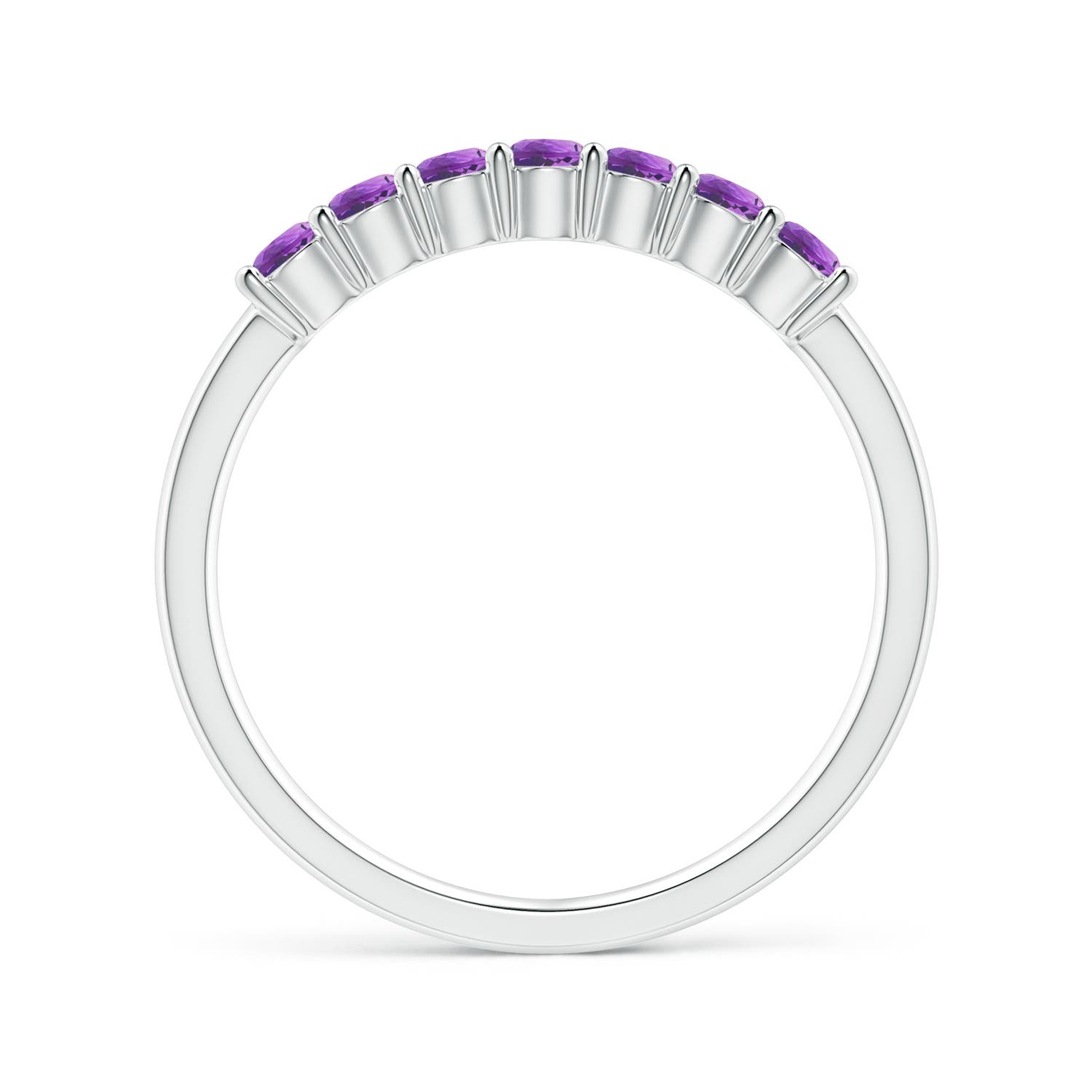 2.5mm AAAA Half Eternity Seven Stone Amethyst Wedding Ring in P950 Platinum