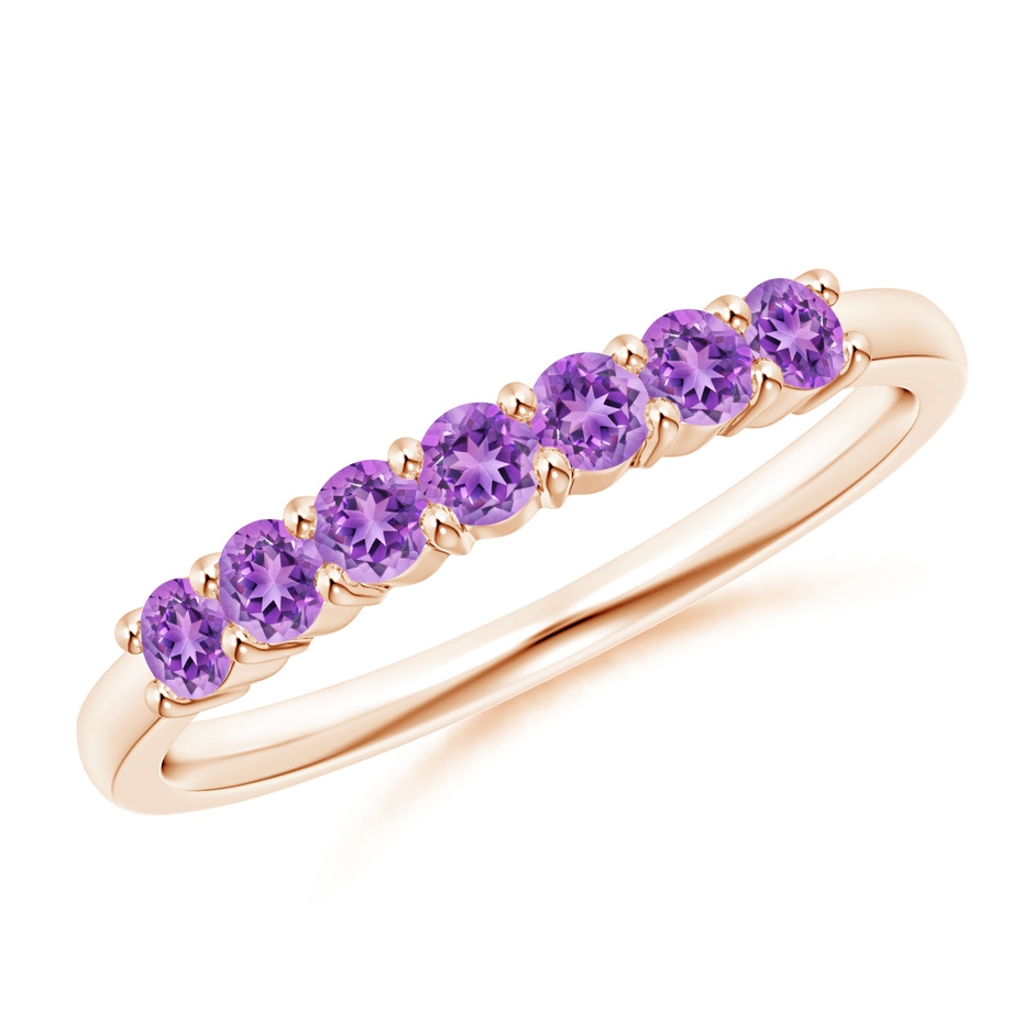 2.5mm AAAA Half Eternity Seven Stone Amethyst Wedding Ring in Rose Gold 