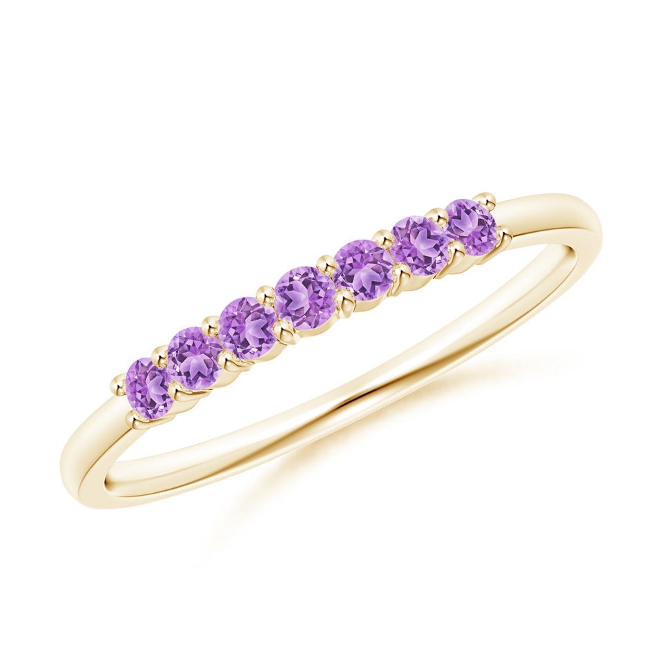 2mm AAA Half Eternity Seven Stone Amethyst Wedding Ring in Yellow Gold 