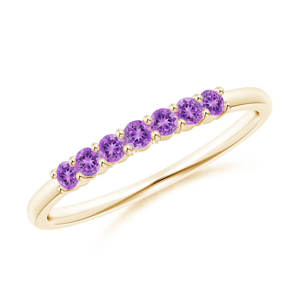 2mm AAAA Half Eternity Seven Stone Amethyst Wedding Ring in Yellow Gold