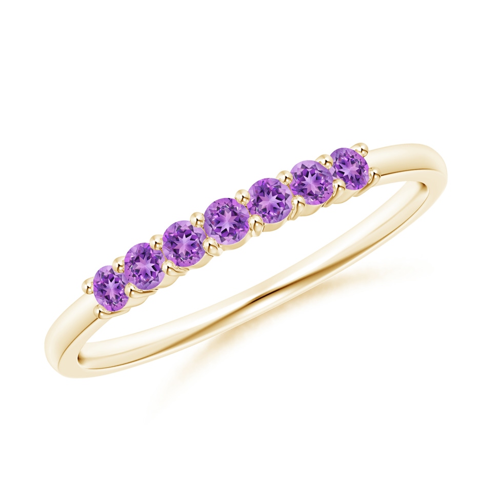 2mm AAAA Half Eternity Seven Stone Amethyst Wedding Ring in Yellow Gold 