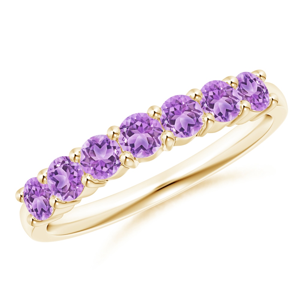 3mm AAA Half Eternity Seven Stone Amethyst Wedding Ring in Yellow Gold