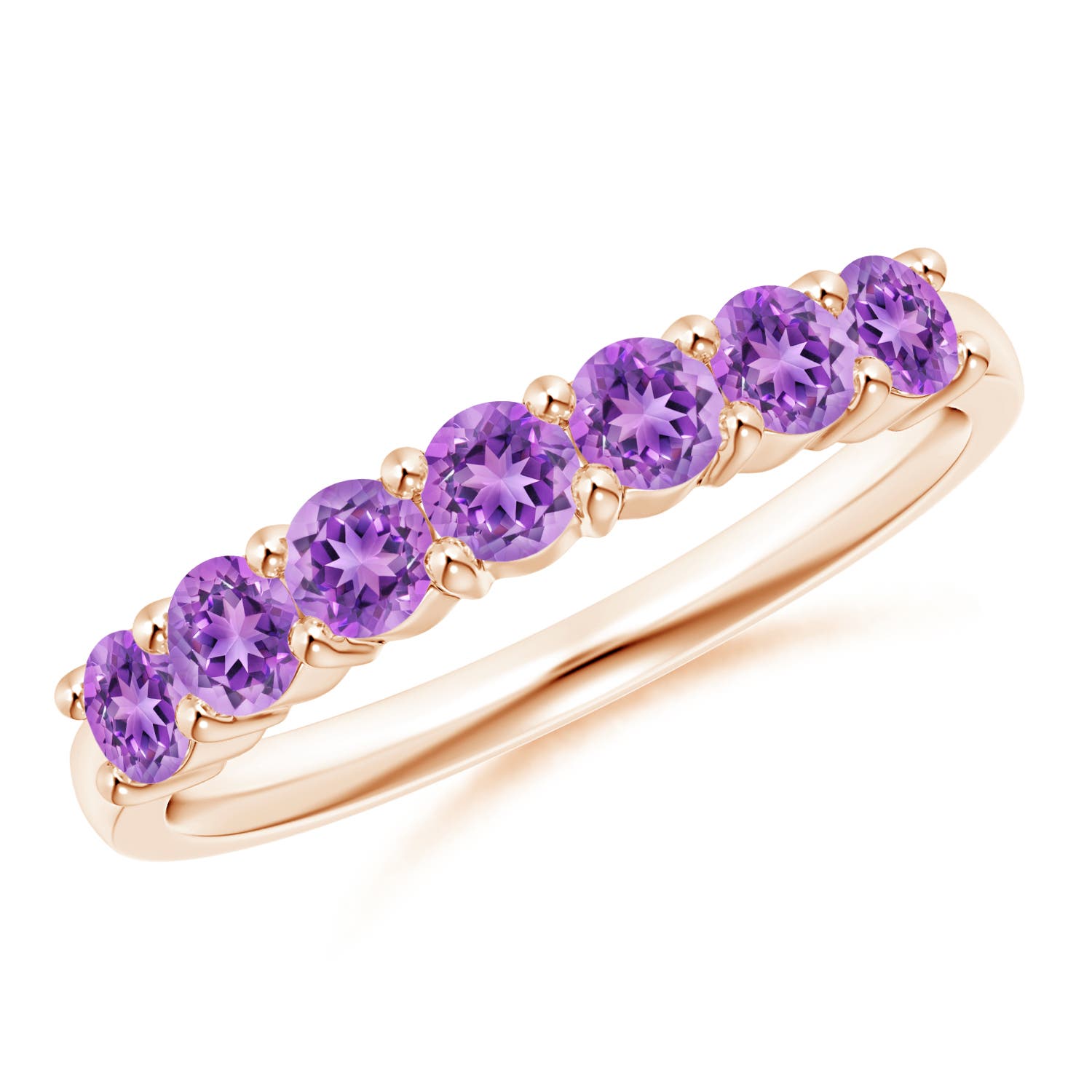 3mm AAAA Half Eternity Seven Stone Amethyst Wedding Ring in 18CT Rose Gold