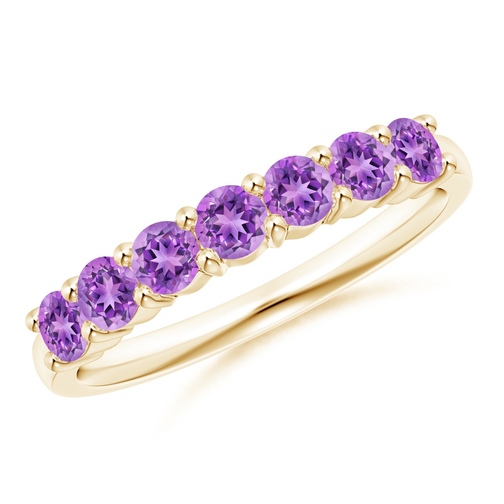 3mm AAAA Half Eternity Seven Stone Amethyst Wedding Ring in Yellow Gold