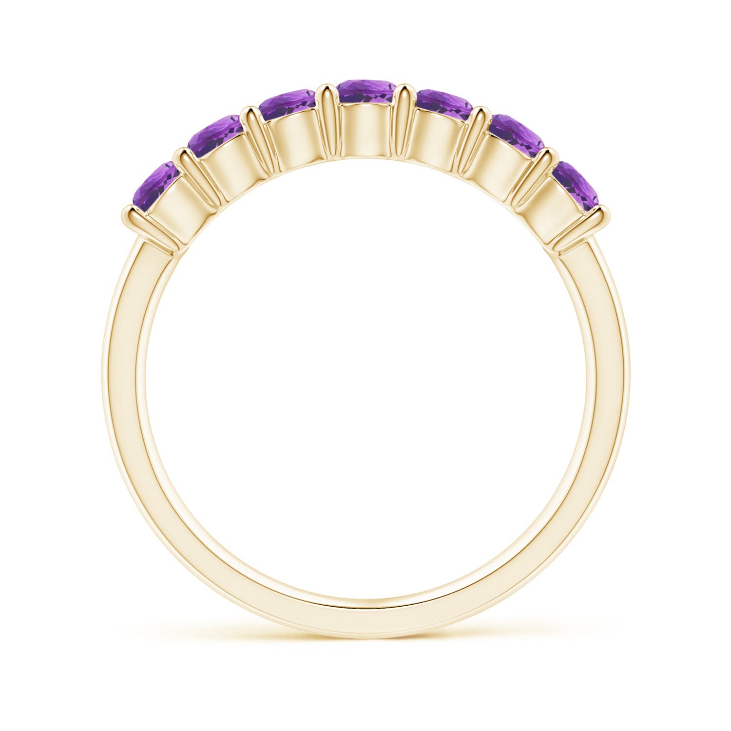 3mm AAAA Half Eternity Seven Stone Amethyst Wedding Ring in Yellow Gold - side 3
