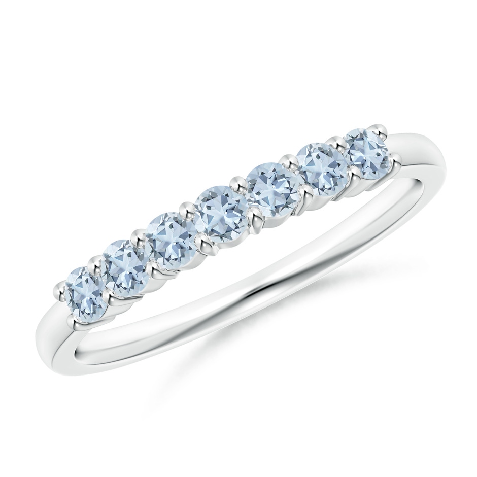 2.5mm A Half Eternity Seven Stone Aquamarine Wedding Ring in 18K White Gold 