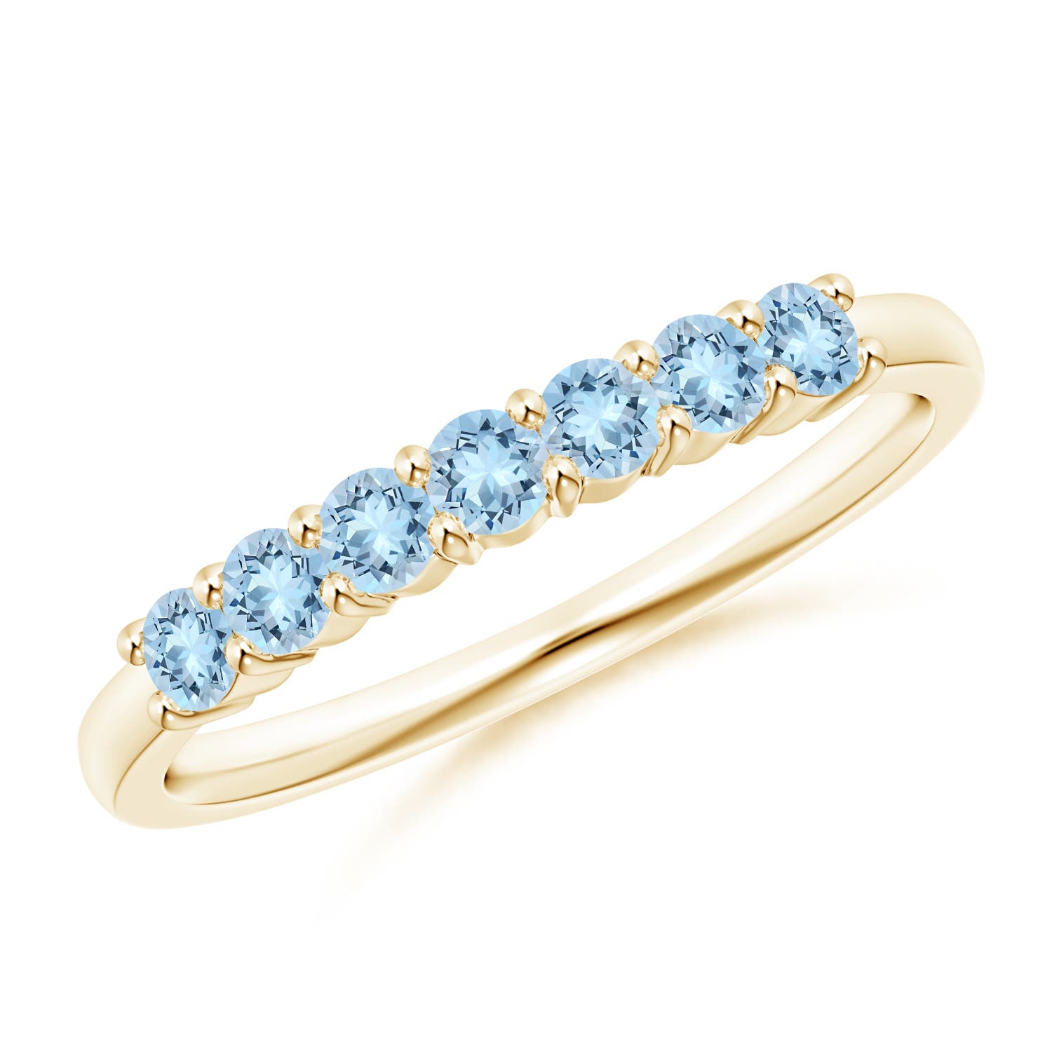2.5mm AAA Half Eternity Seven Stone Aquamarine Wedding Ring in 18CT Yellow Gold
