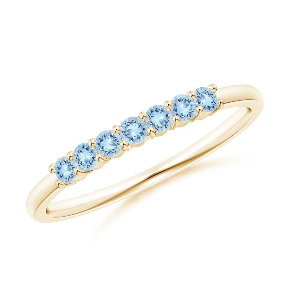 2mm AAA Half Eternity Seven Stone Aquamarine Wedding Ring in Yellow Gold 