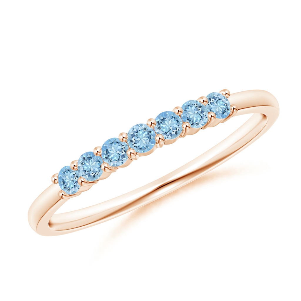 2mm AAAA Half Eternity Seven Stone Aquamarine Wedding Ring in Rose Gold