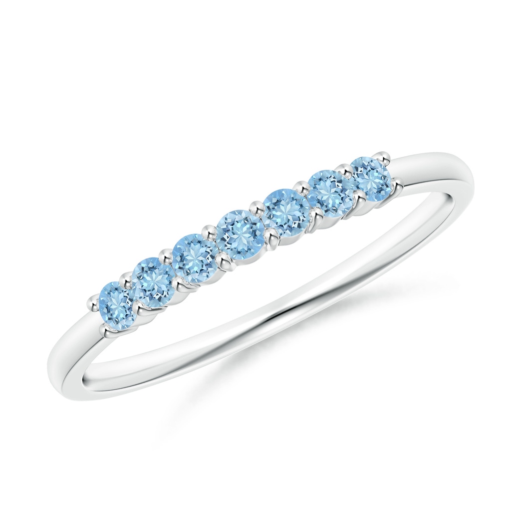 2mm AAAA Half Eternity Seven Stone Aquamarine Wedding Ring in White Gold