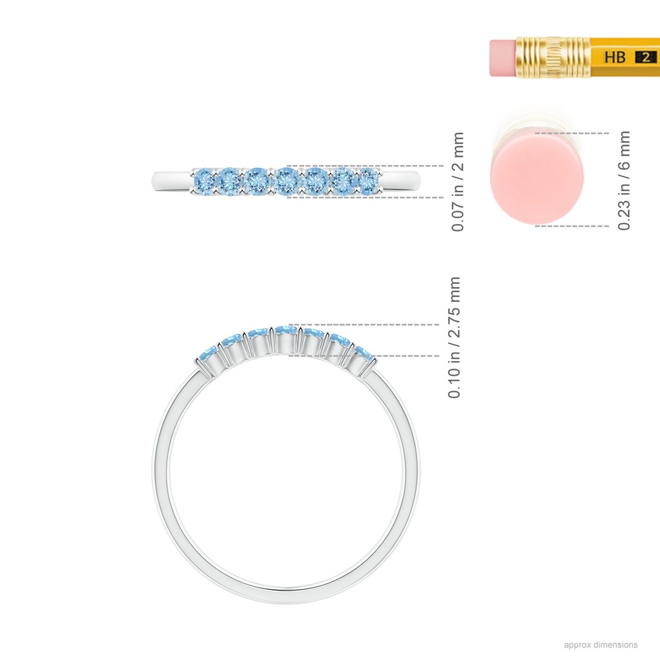 2mm AAAA Half Eternity Seven Stone Aquamarine Wedding Ring in White Gold ruler
