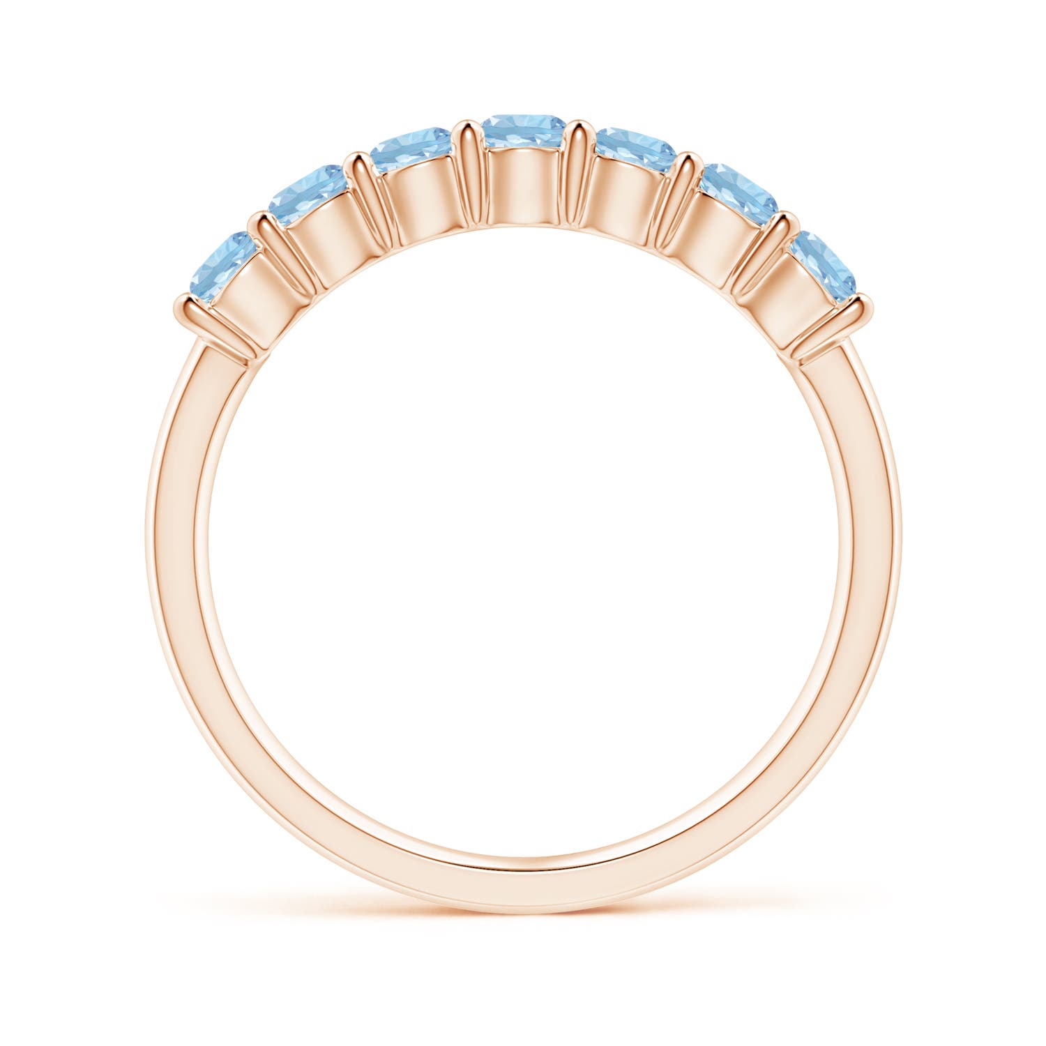 3mm AAA Half Eternity Seven Stone Aquamarine Wedding Ring in 18CT Rose Gold - side 3