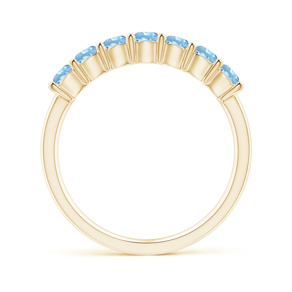 3mm AAAA Half Eternity Seven Stone Aquamarine Wedding Ring in 18K Yellow Gold side 199