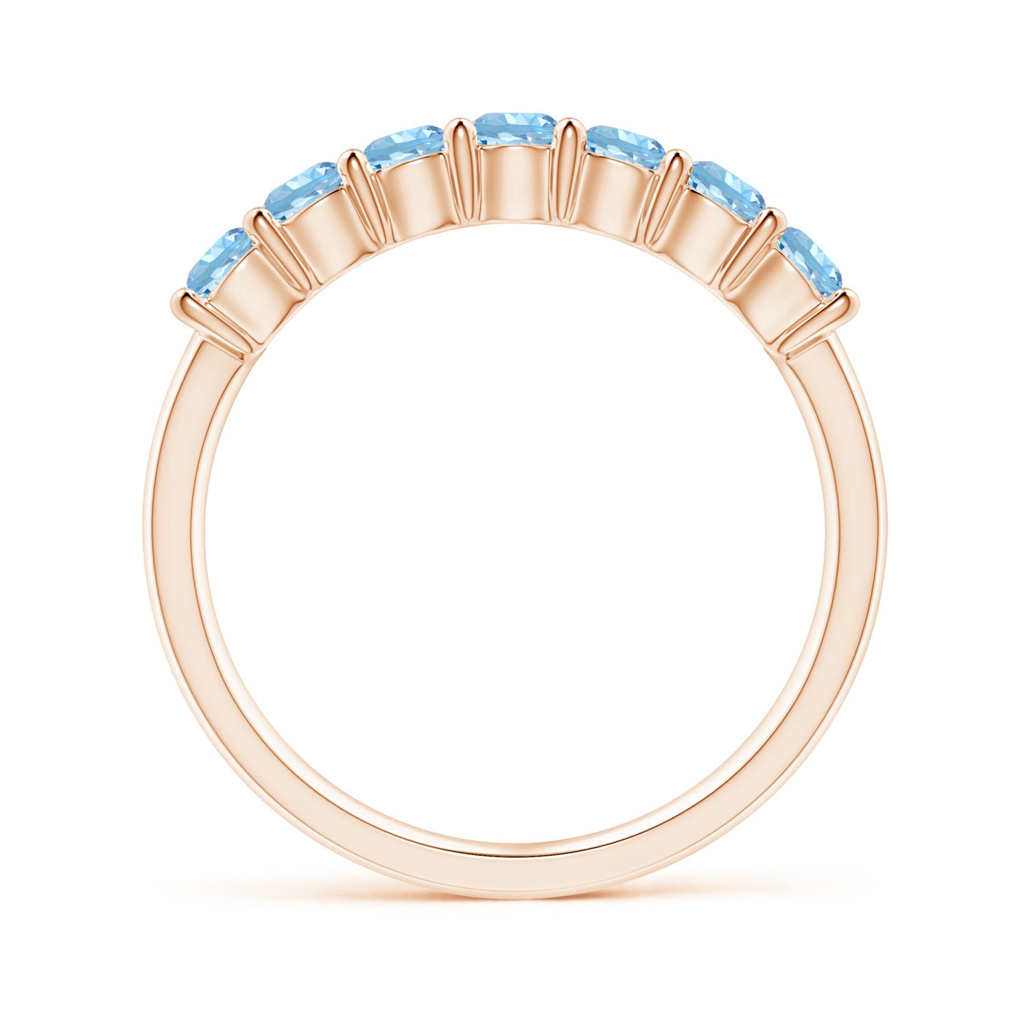 3mm AAAA Half Eternity Seven Stone Aquamarine Wedding Ring in Rose Gold - side 3