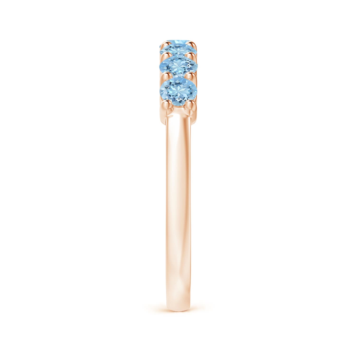 3mm AAAA Half Eternity Seven Stone Aquamarine Wedding Ring in Rose Gold - side 7