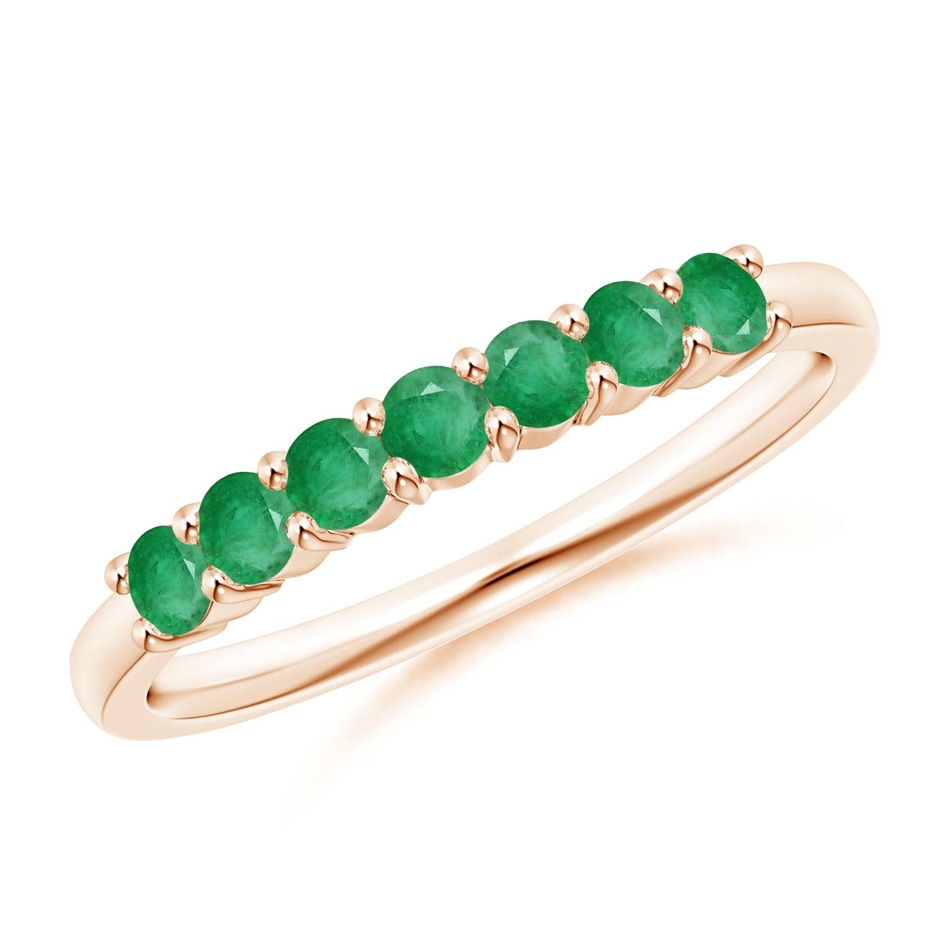 2.5mm A Half Eternity Seven Stone Emerald Wedding Ring in 18K Rose Gold 