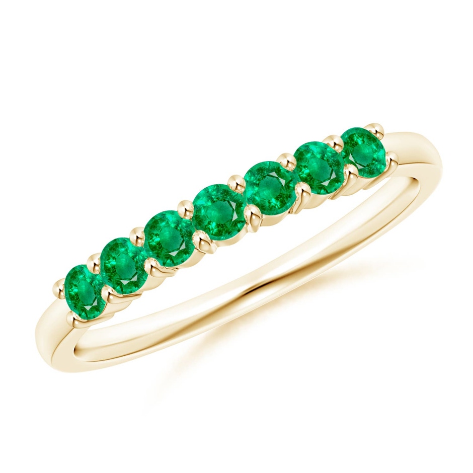 2.5mm AAA Half Eternity Seven Stone Emerald Wedding Ring in Yellow Gold 