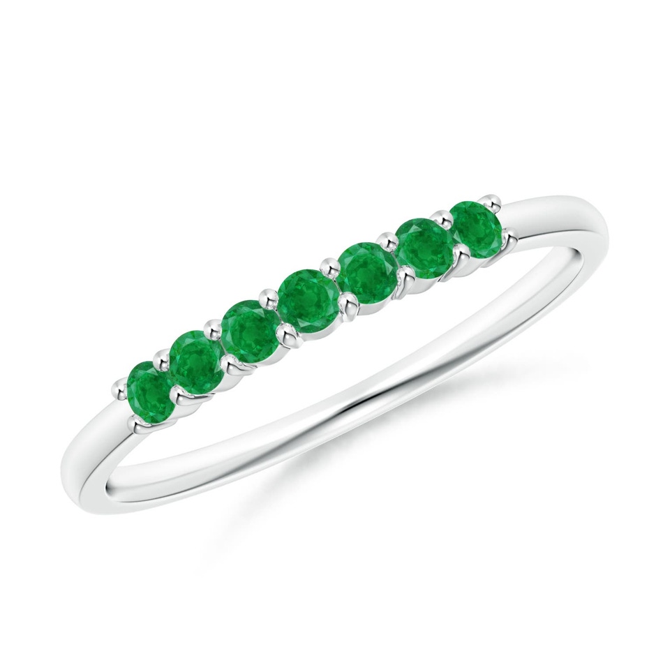 2mm AA Half Eternity Seven Stone Emerald Wedding Ring in White Gold 