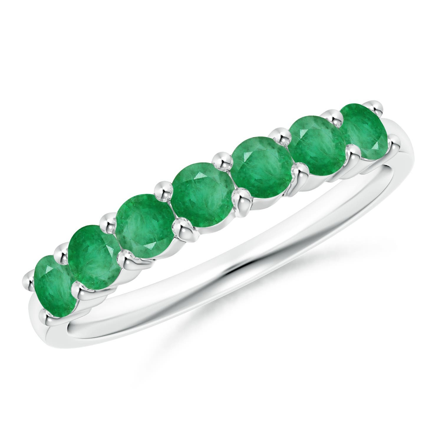 3mm A Half Eternity Seven Stone Emerald Wedding Ring in P950 Platinum
