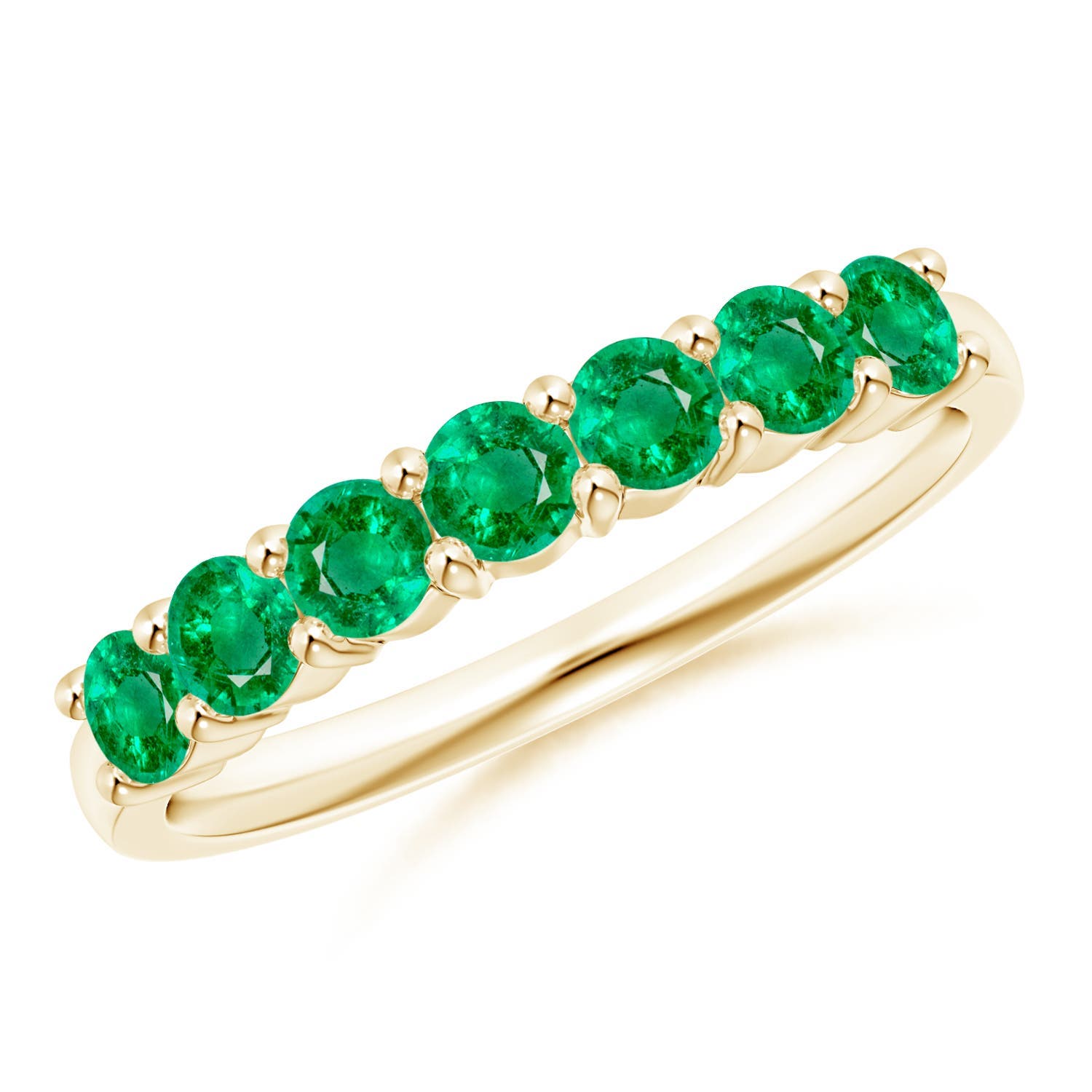 3mm AAA Half Eternity Seven Stone Emerald Wedding Ring in 18CT Yellow Gold