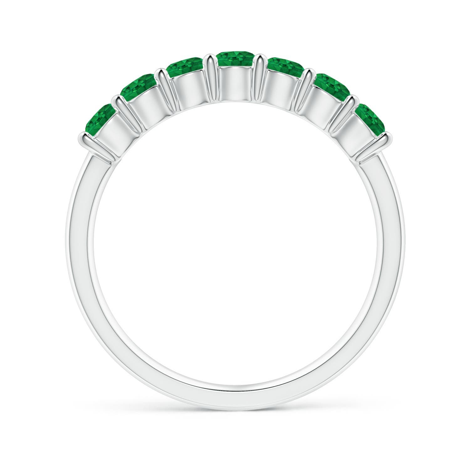 3mm AAA Half Eternity Seven Stone Emerald Wedding Ring in White Gold