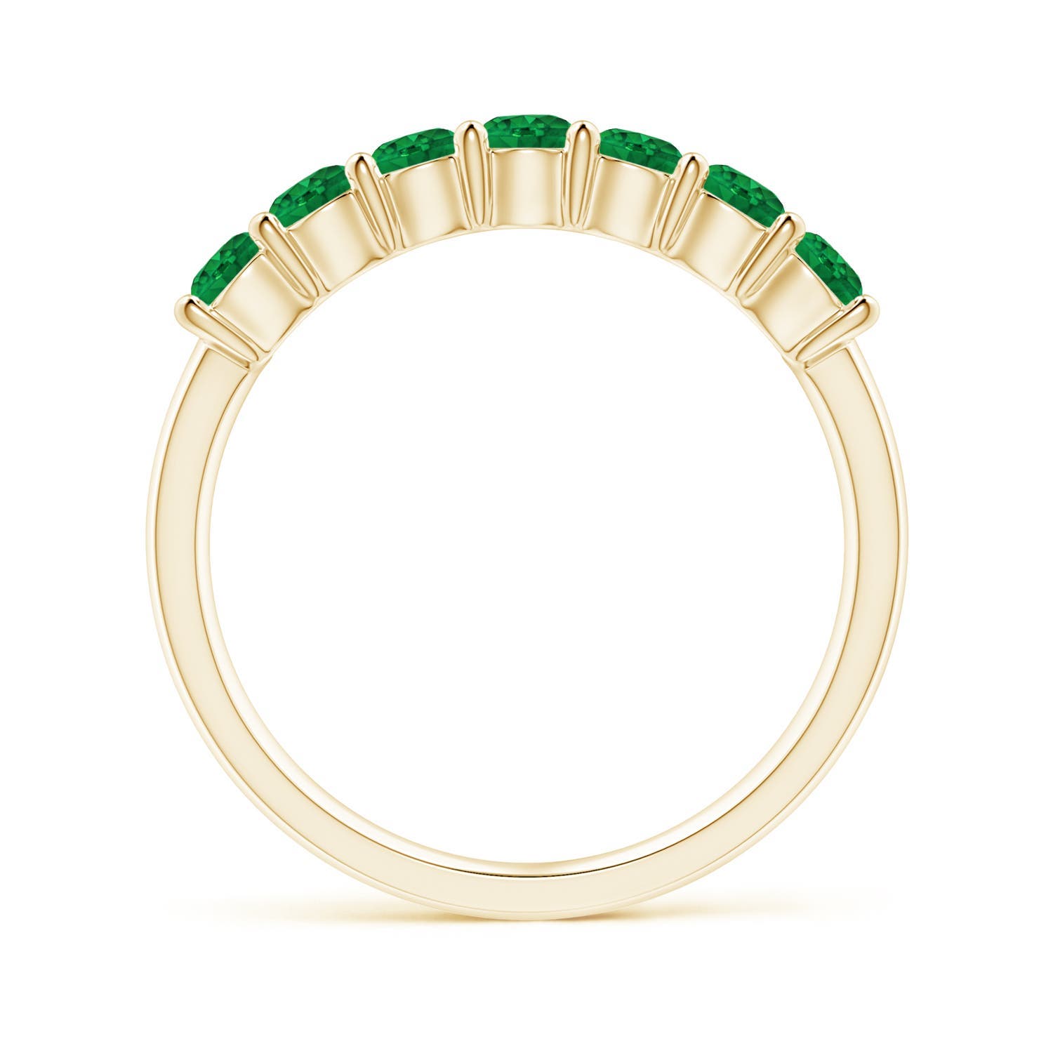 3mm AAA Half Eternity Seven Stone Emerald Wedding Ring in Yellow Gold